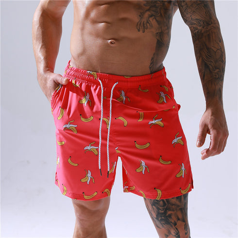 Men's Quick Dry Printed Beach Board Shorts with Mesh Lining