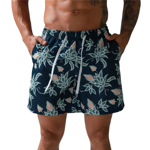 Men's Quick Dry Printed Beach Board Shorts with Mesh Lining