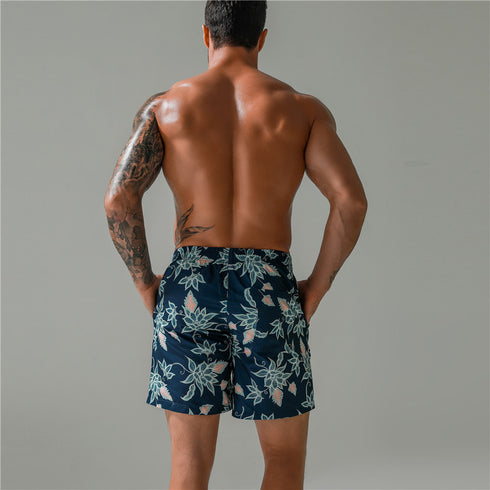 Men's Quick Dry Printed Beach Board Shorts with Mesh Lining