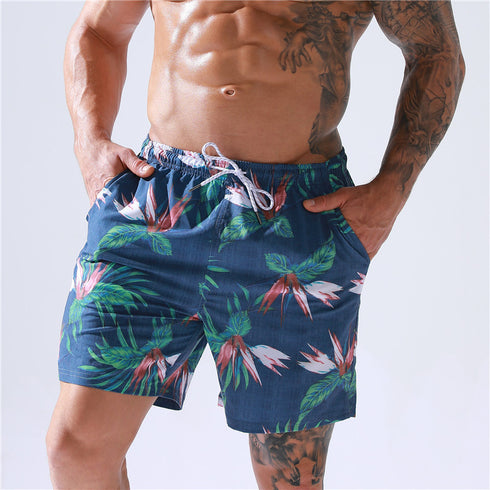 Men's Quick Dry Printed Beach Board Shorts with Mesh Lining