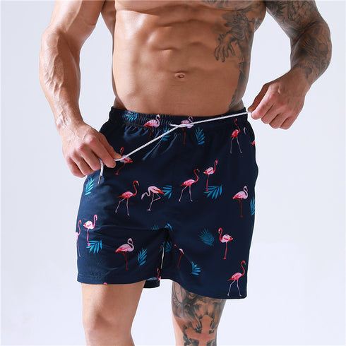 Men's Quick Dry Printed Beach Board Shorts with Mesh Lining