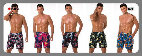 Men's Quick Dry Printed Outdoor Swim Trunks with Mesh Lining