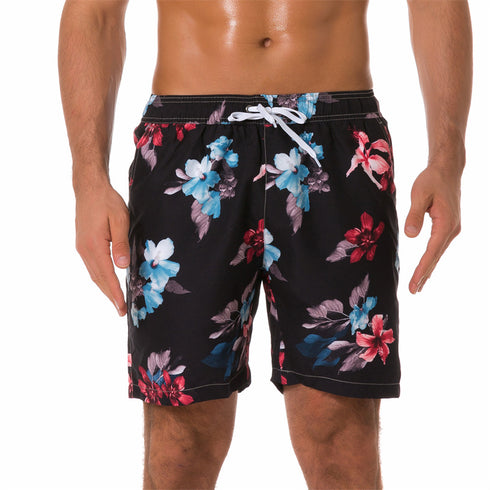 Men's Quick Dry Printed Outdoor Swim Trunks with Mesh Lining