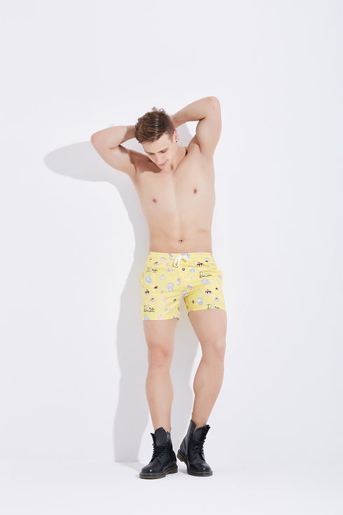 Men's Quick Drying Cartoon Printed Beach Shorts