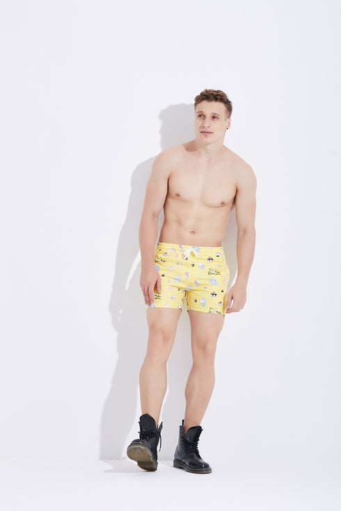 Men's Quick Drying Cartoon Printed Beach Shorts