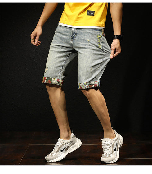 Men's Relaxed Casual Urban Streetwear Jean Denim Shorts