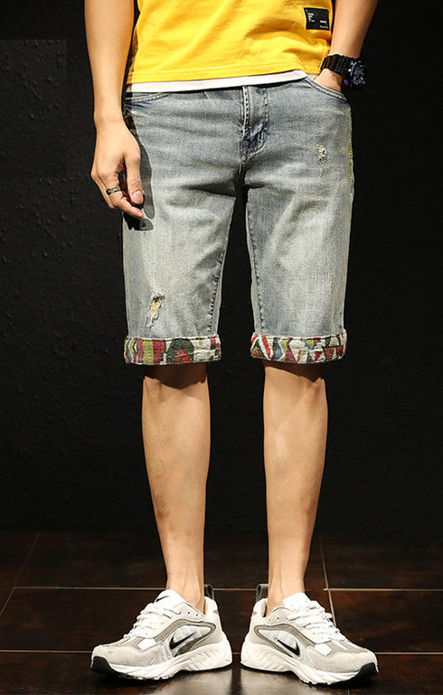 Men's Relaxed Casual Urban Streetwear Jean Denim Shorts