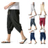 Men's Relaxed Fit Casual Capri Harem Pants with Pockets