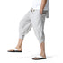 Men's Relaxed Fit Casual Capri Harem Pants with Pockets