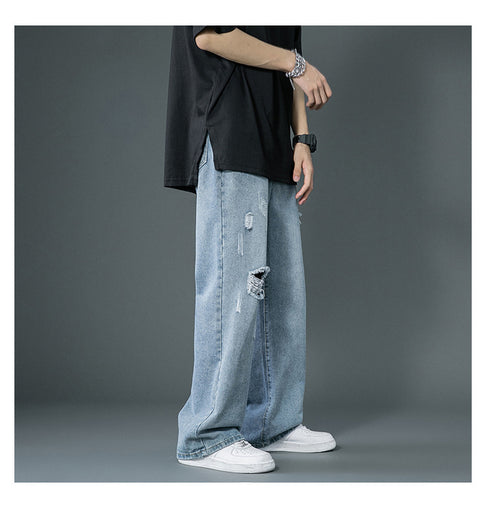 Men's Relaxed Ripped Hole Loose Fashion Jeans