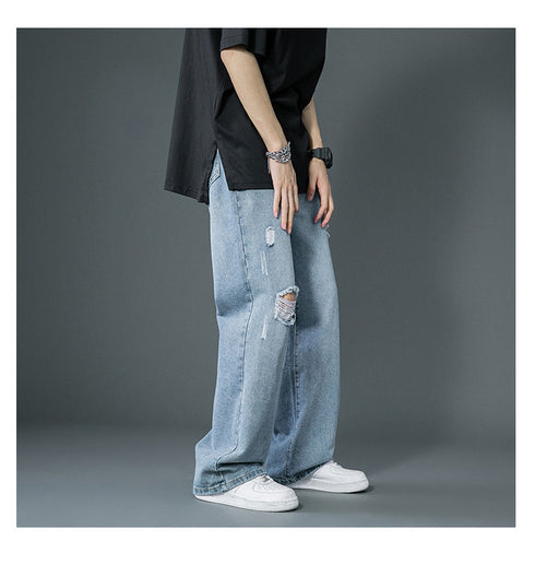 Men's Relaxed Ripped Hole Loose Fashion Jeans