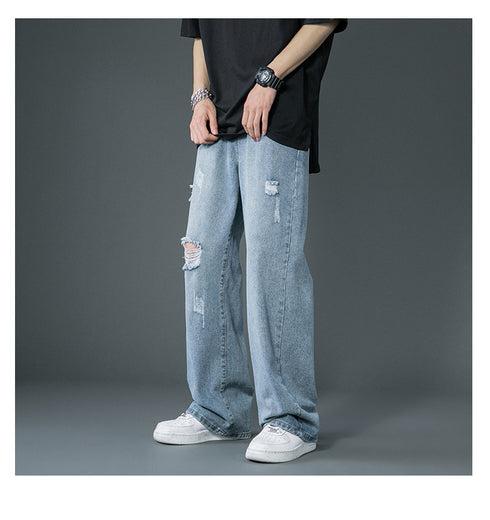 Men's Relaxed Ripped Hole Loose Fashion Jeans