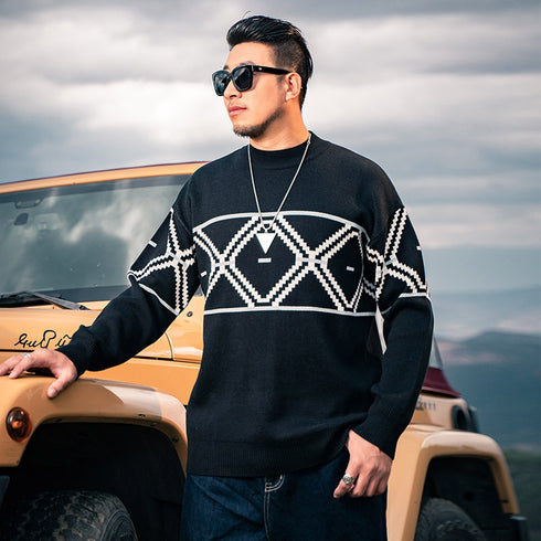 Men's Rhombus Soft Casual Plus Size Sweater