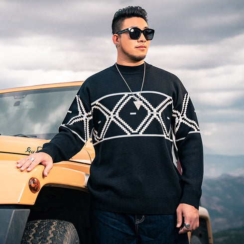 Men's Rhombus Soft Casual Plus Size Sweater