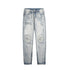 Men's Ripped Straight Fit Washed Denim Jeans