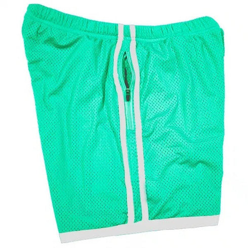 Men's Running Gym Mesh Athletic Shorts with Zip Pockets