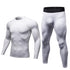 Men's Running Undershirt Skinny Printing Stretchy Pants Suit