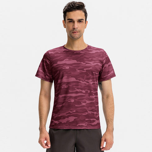 Men's Running Workout Loose Camo T-shirt Shapewear
