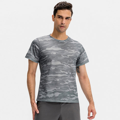 Men's Running Workout Loose Camo T-shirt Shapewear