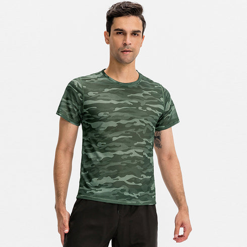 Men's Running Workout Loose Camo T-shirt Shapewear
