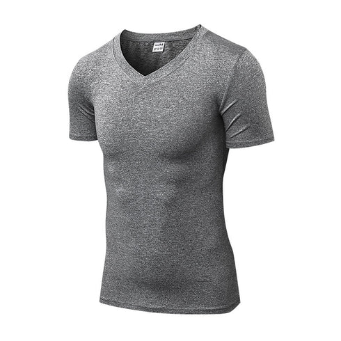 Men's Running Workout V-neck Short Sleeve Skinny T-shirt