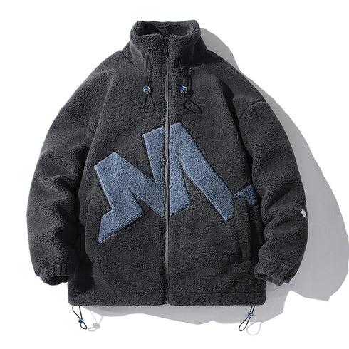 Men's Sherpa Jacket Stand Collar Full Zip Plus Size Fleece Winter Coat