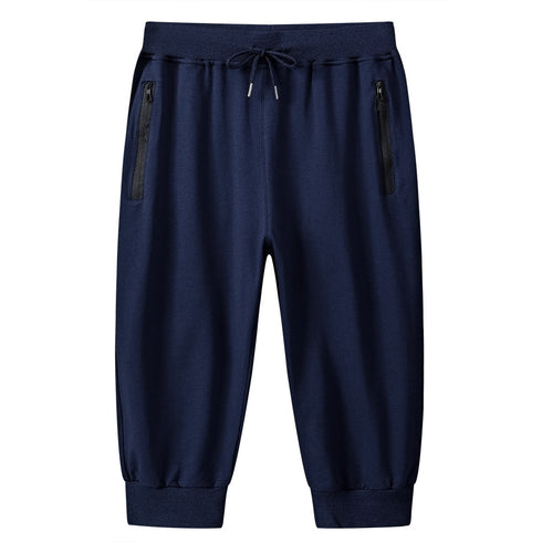 Men's Shorts Capri Pants with Zipper Pocket Drawstring
