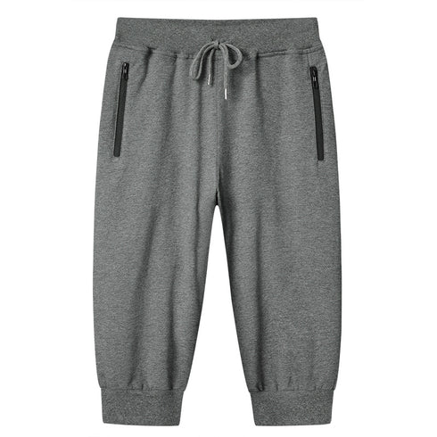 Men's Shorts Capri Pants with Zipper Pocket Drawstring