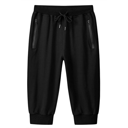 Men's Shorts Capri Pants with Zipper Pocket Drawstring