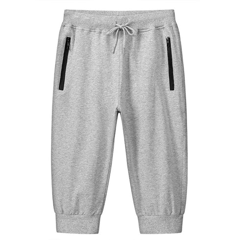 Men's Shorts Capri Pants with Zipper Pocket Drawstring