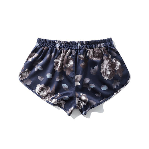 Men's Silk Print Satin Boxer Shorts Lounge Underwear