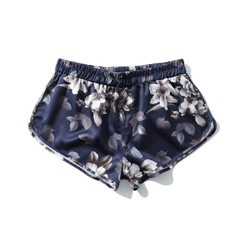 Men's Silk Print Satin Boxer Shorts Lounge Underwear