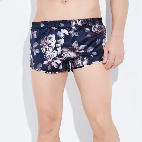 Men's Silk Print Satin Boxer Shorts Lounge Underwear