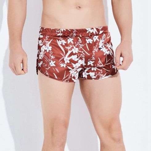 Men's Silk Print Satin Boxer Shorts Lounge Underwear