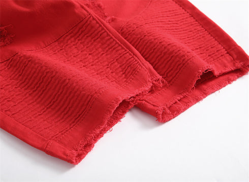 Men's Skinny Classic Denim Distressed Ripped Jean Shorts