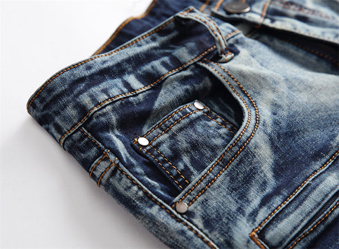 Men's Skinny Classic Denim Distressed Ripped Jean Shorts
