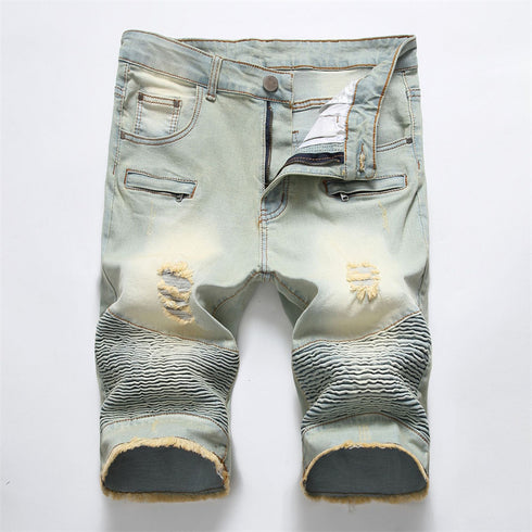 Men's Skinny Classic Denim Distressed Ripped Jean Shorts