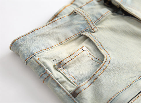 Men's Skinny Classic Denim Distressed Ripped Jean Shorts