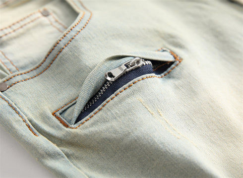 Men's Skinny Classic Denim Distressed Ripped Jean Shorts