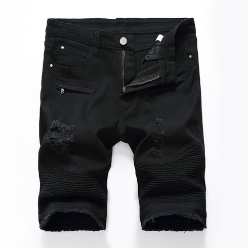 Men's Skinny Classic Denim Distressed Ripped Jean Shorts