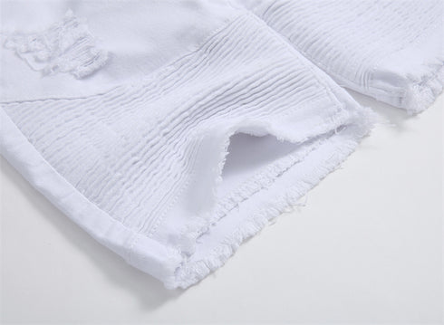 Men's Skinny Classic Denim Distressed Ripped Jean Shorts