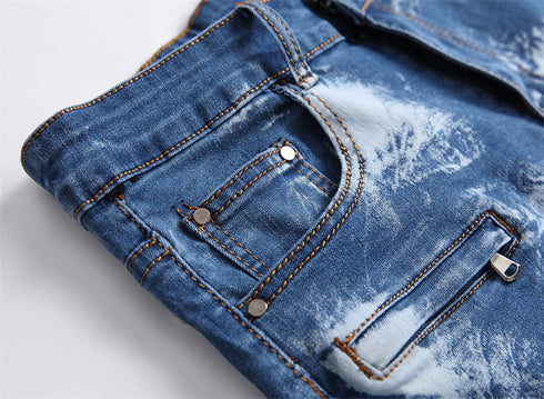Men's Skinny Classic Denim Distressed Ripped Jean Shorts