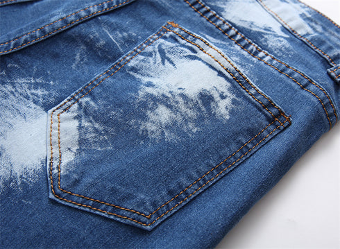 Men's Skinny Classic Denim Distressed Ripped Jean Shorts