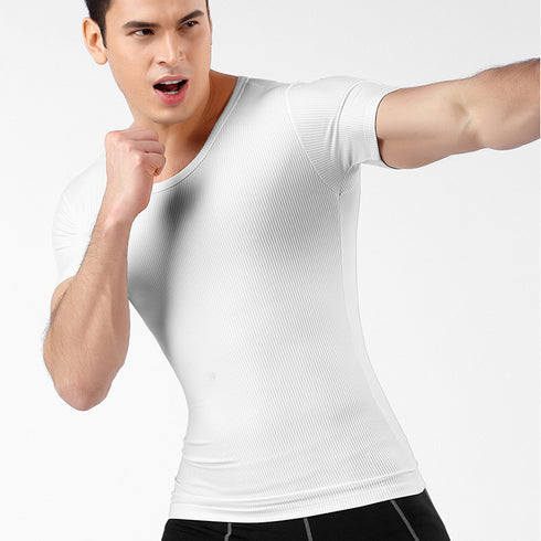 Men's Skinny Short Sleeve Sport T-shirt Shapewear