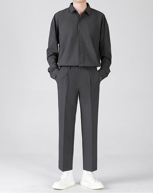 Men's Slim Fit Pleat Front Fleece-Lined Dress Pants