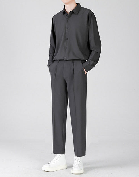 Men's Slim Fit Pleat Front Fleece-Lined Dress Pants