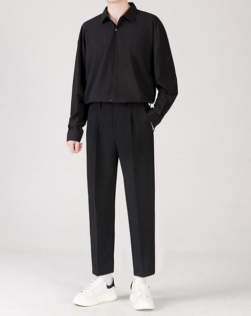 Men's Slim Fit Pleat Front Fleece-Lined Dress Pants