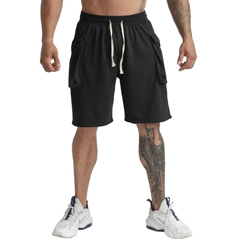 Men's Solid Bodybuilding Running Loose Training Jogging Shorts