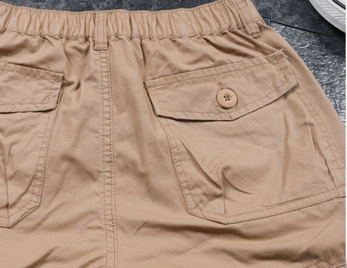 Men's Solid Colors Multi-Pocket Cargo Shorts