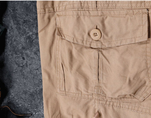 Men's Solid Colors Multi-Pocket Cargo Shorts